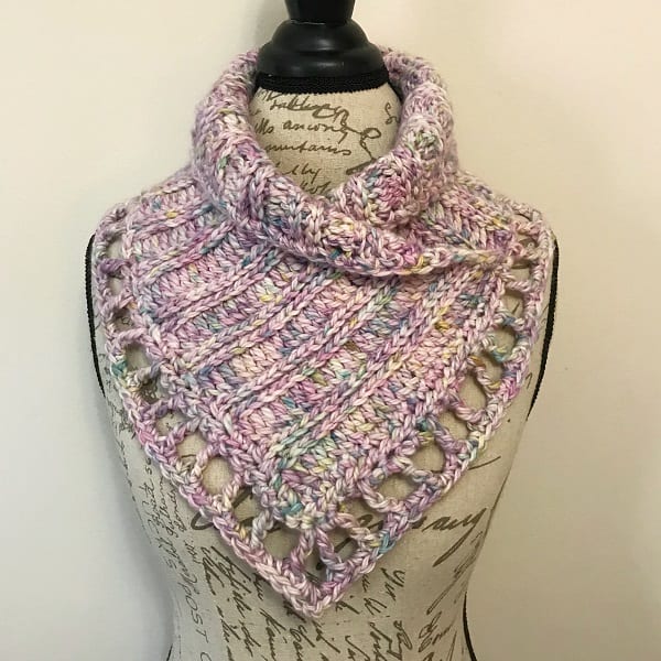 textured crochet cowl displayed on torso