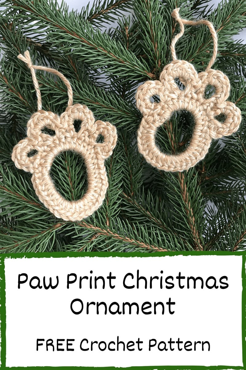 Easy Crochet Paw Print Christmas Ornament Last Minute Gift Idea