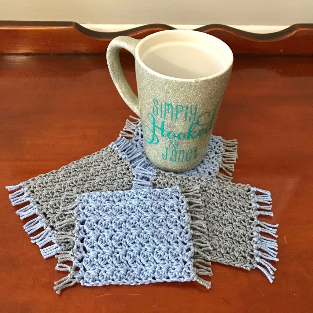 crochet coaster set with mug