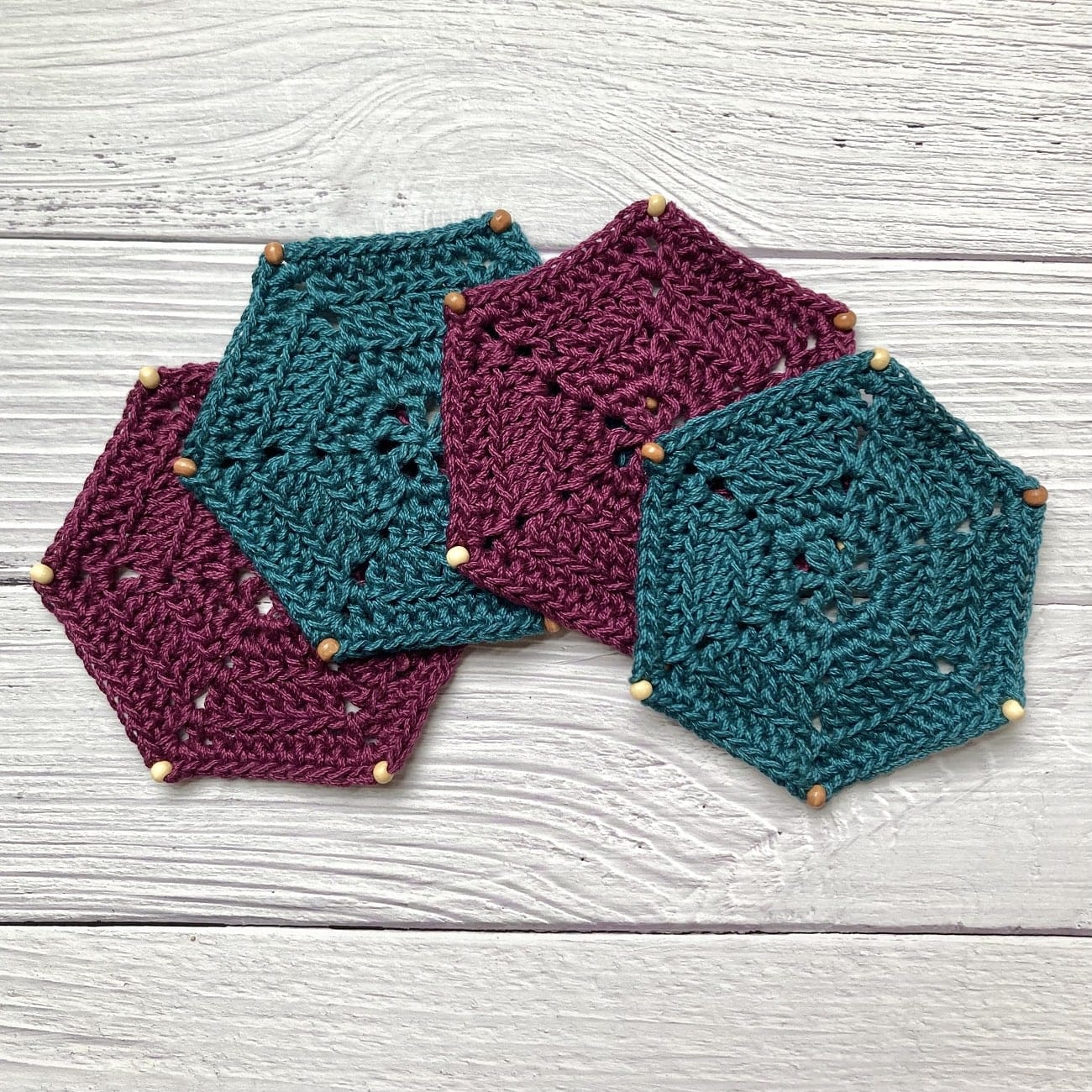 Unique Boho Crochet Coaster Set With Beads Simply Hooked by