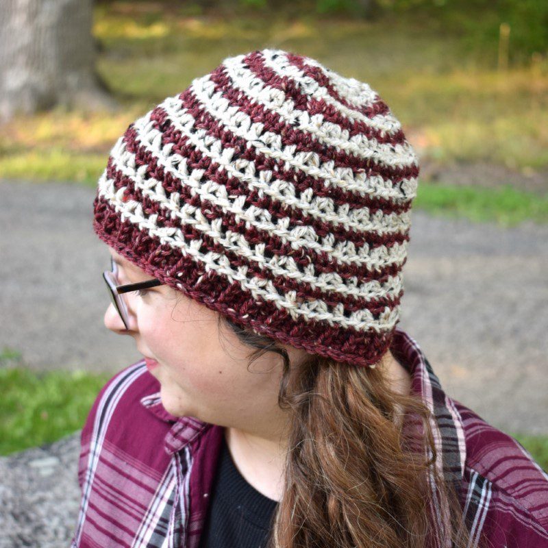 striped crochet beanie adult size