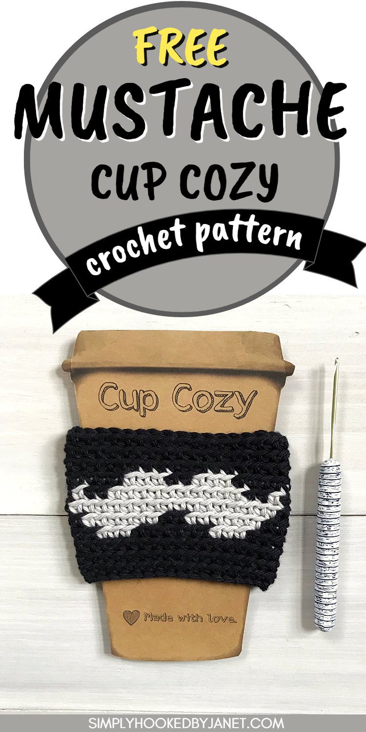 Free Colorwork Crochet Mustache Cup Cozy Pattern Simply Hooked by