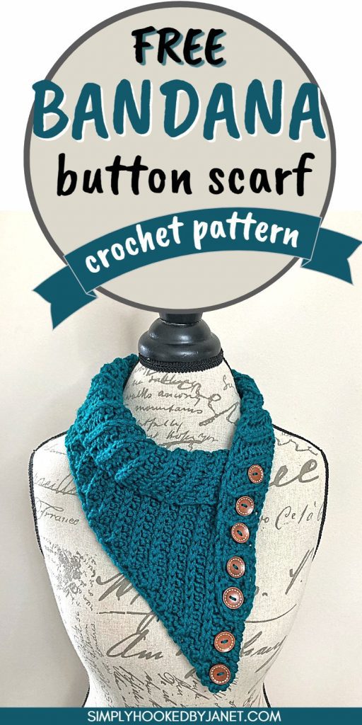 free button bandana crochet scarf