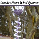 purple white crochet heart wind spinner