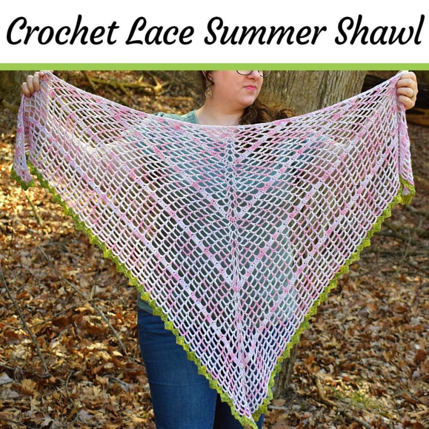 crochet mesh triangle shawl