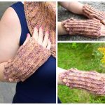 textured crochet fingerless gloves collage