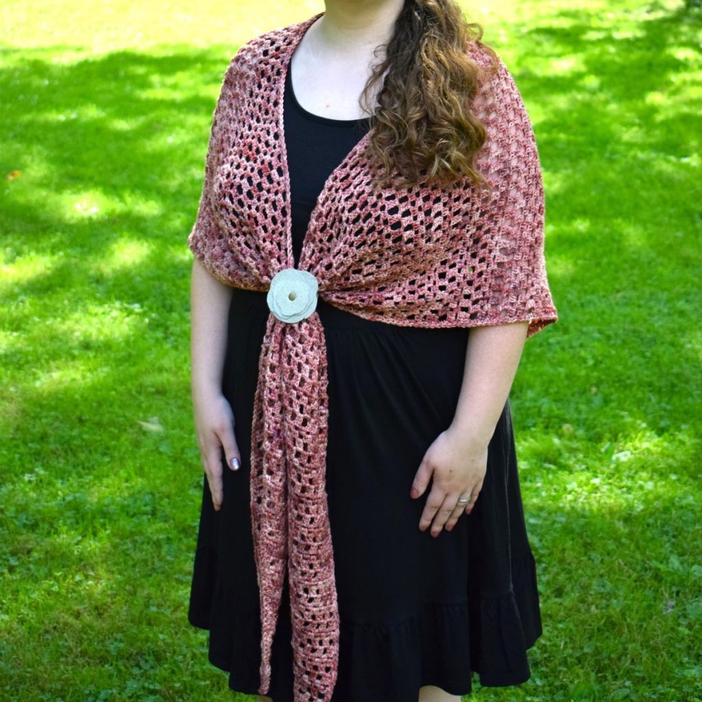 gathered crochet shawl