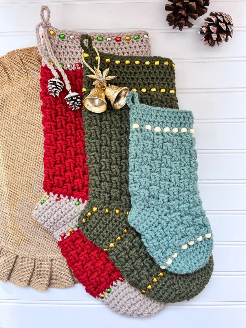 Crochet the Perfect Beaded Basketweave Christmas Stocking Simply Hooked by Janet