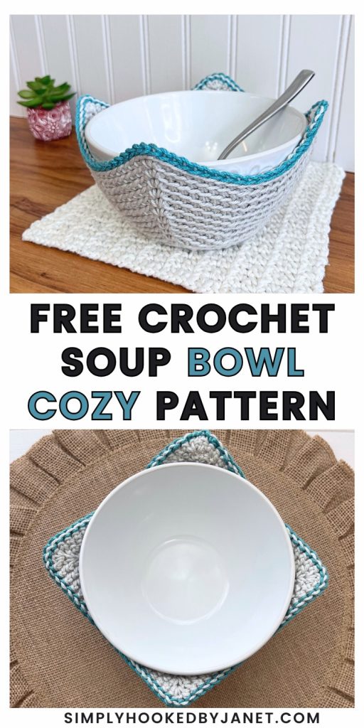 crochet microwave soup bowl cozy pattern in 3 sizes