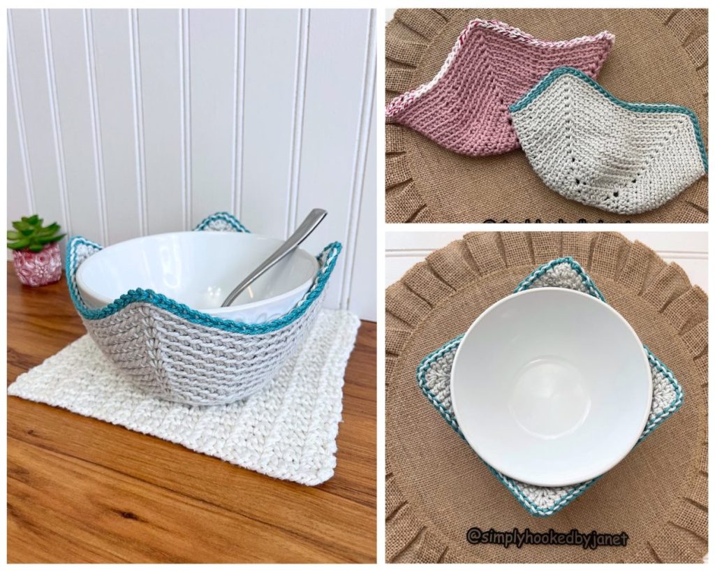 crochet kitchen bowl cozy in multiple sizes