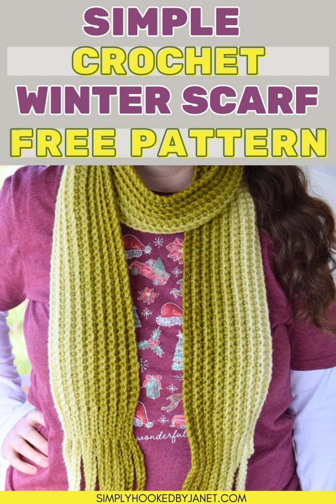 simple ribbed crochet scarf for winter, free pattern