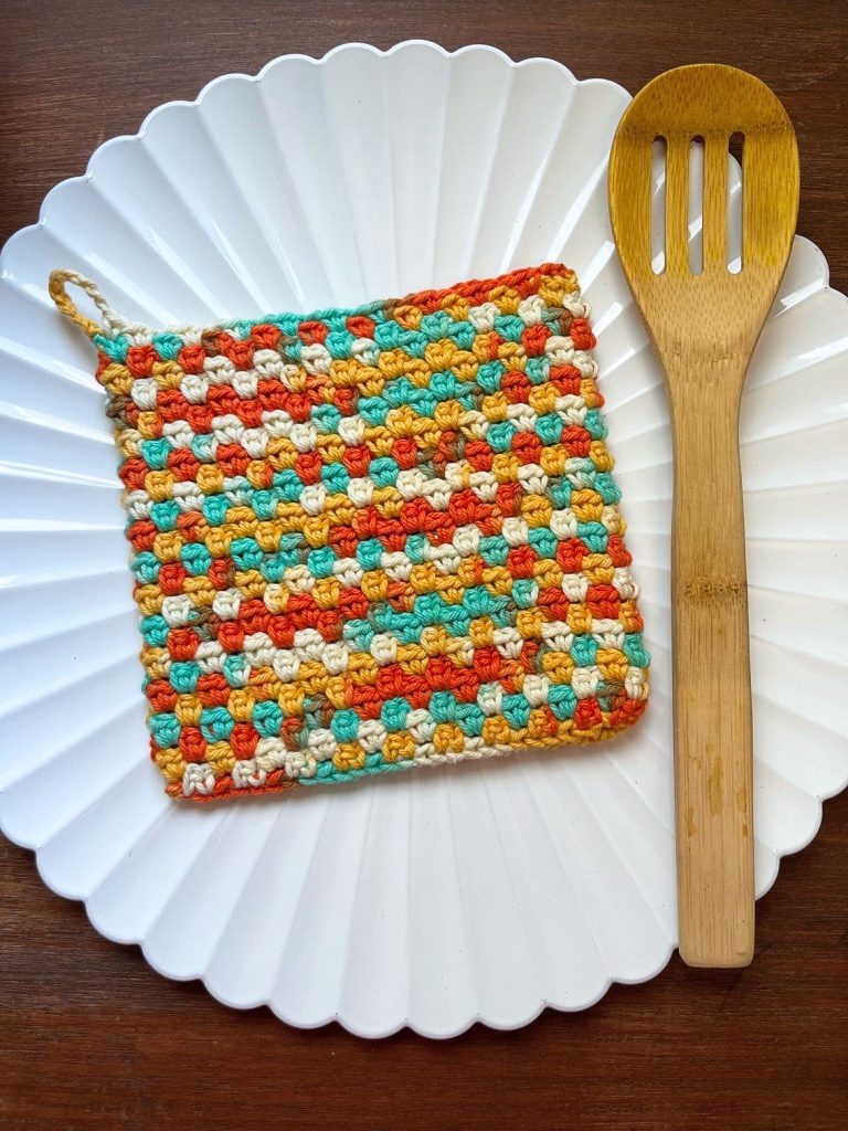 colorful thick crochet potholder pattern