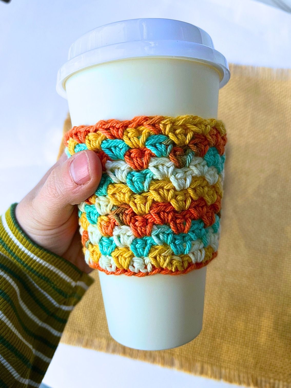 Crochet a Simple Beginner Friendly Coffee Cup Cozy Pattern